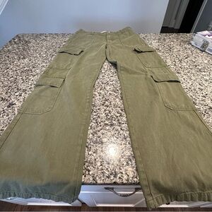 Zara Olive Green Wide Leg Cargo Pants